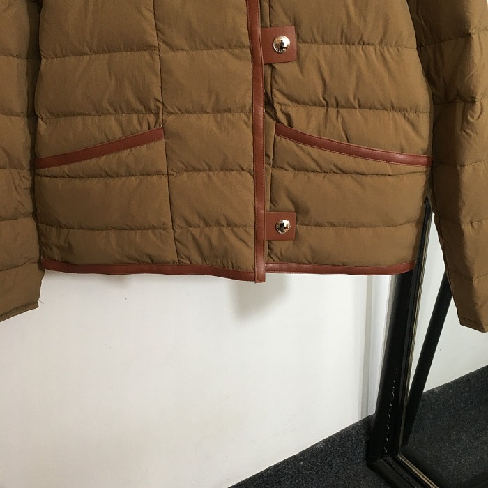 Contrast Trim Hardware Buckle Mock Neck Long Sleeve Puffer Jacket