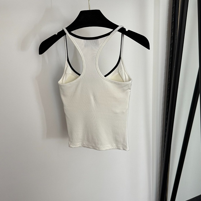 Ribbed Triangle Icon Detail Padded Cami Crop Top