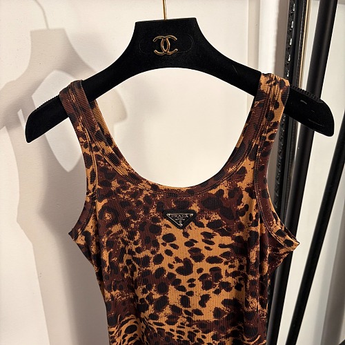 Leopard Print Triangular Icon Detail Bodycon Cami Maxi Dress