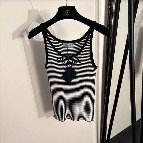 Striped Letter Graphic Knit Cami Tank Top