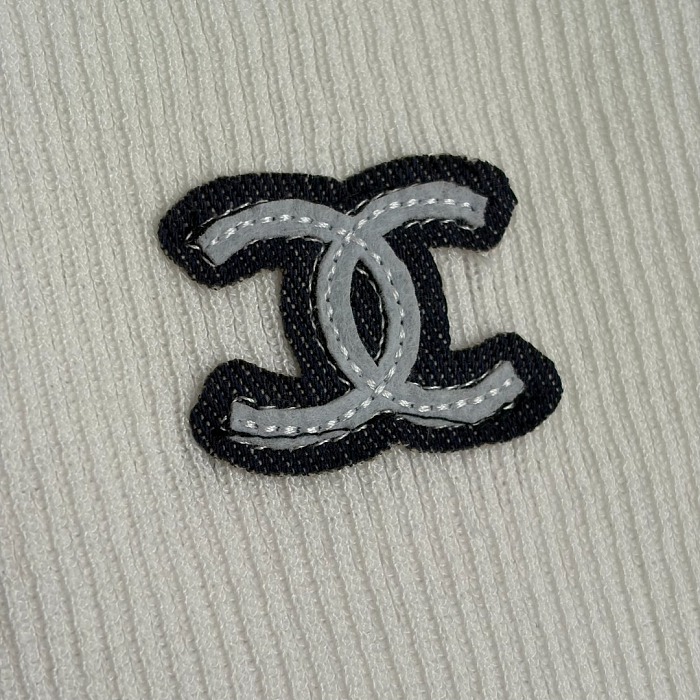 Double C Embroidered Patch Ribbed Knit Tank Top