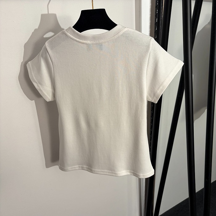 Letter Print Rubberized Slim Fit Short Sleeve Tee