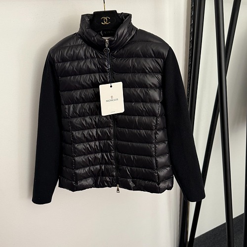Color Block Knit Patchwork Hooded Puffer Jacket
