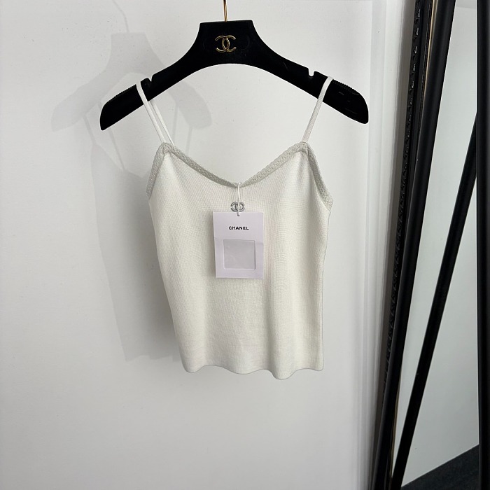 Chic Embroidered Icon V-Neck Cardigan And Knit Cami Set