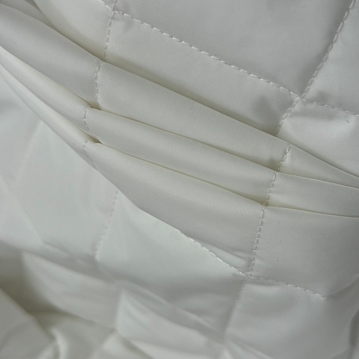 Quilted Embroidered Badge Lapel Lightweight Cotton Puffer Jacket