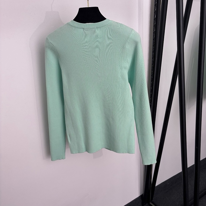 Rhinestone Floral Button Ribbed Knit Slim Fit Cardigan
