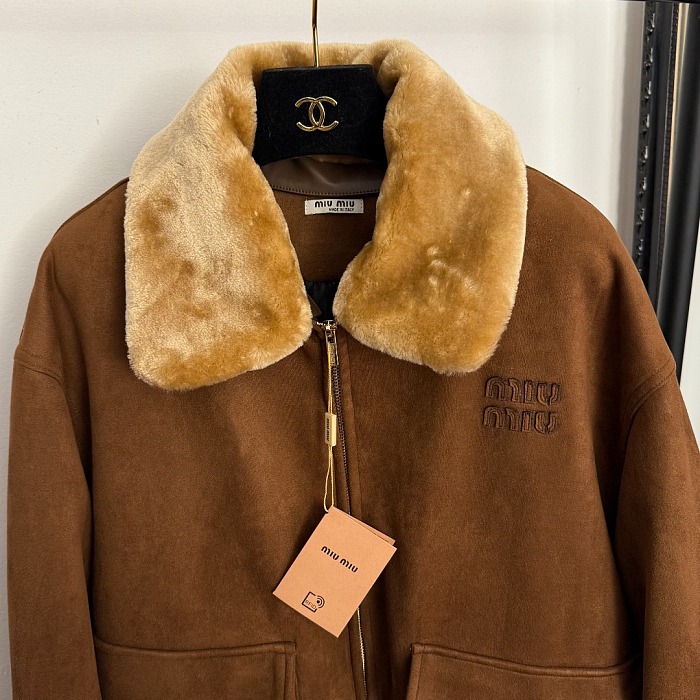 Diamond Quilted Faux Suede Zip Lapel Coat With Detachable Fur Collar