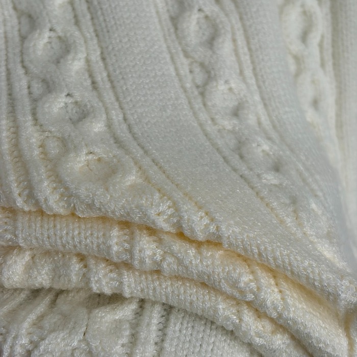 Sequin Floral Applique Contrast V Neck Cable Knit Cardigan