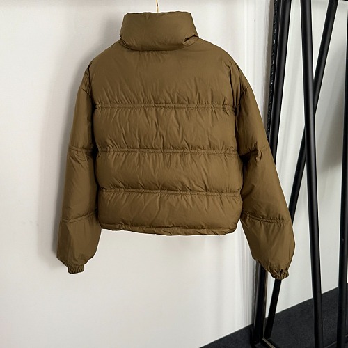 Embroidered Letter Patch Stand Collar Single Breasted Puffer Jacket