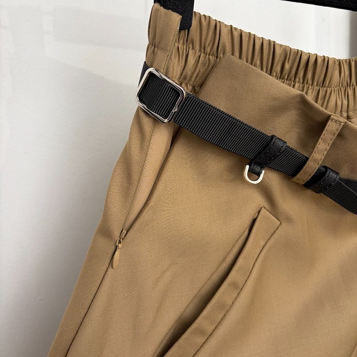 Metal Triangle Icon Detail Belted High Waist Midi Skirt