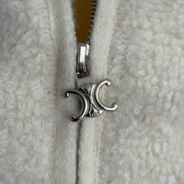 Metallic Patch Zip Up Hooded Knit Cardigan