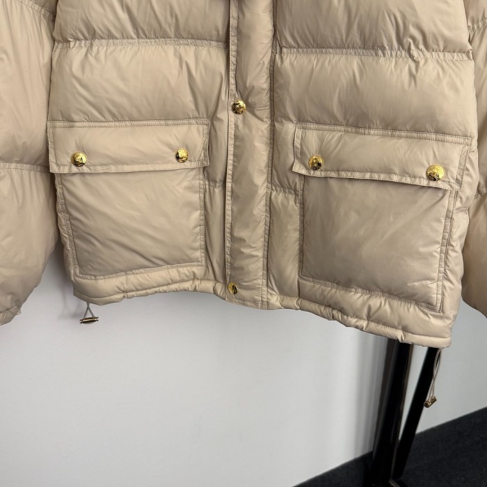 Triumphal Arch Embroidered Stand Collar Long Sleeve Puffer Jacket