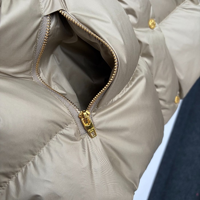 Embroidered Graphic Drawstring Belted Puffer Winter Coat