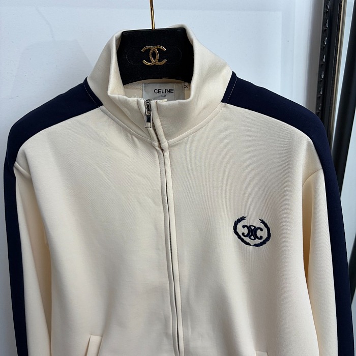 Colorblocked Wheat Embroidery Zip Up Track Jacket And Lounge Pants Set