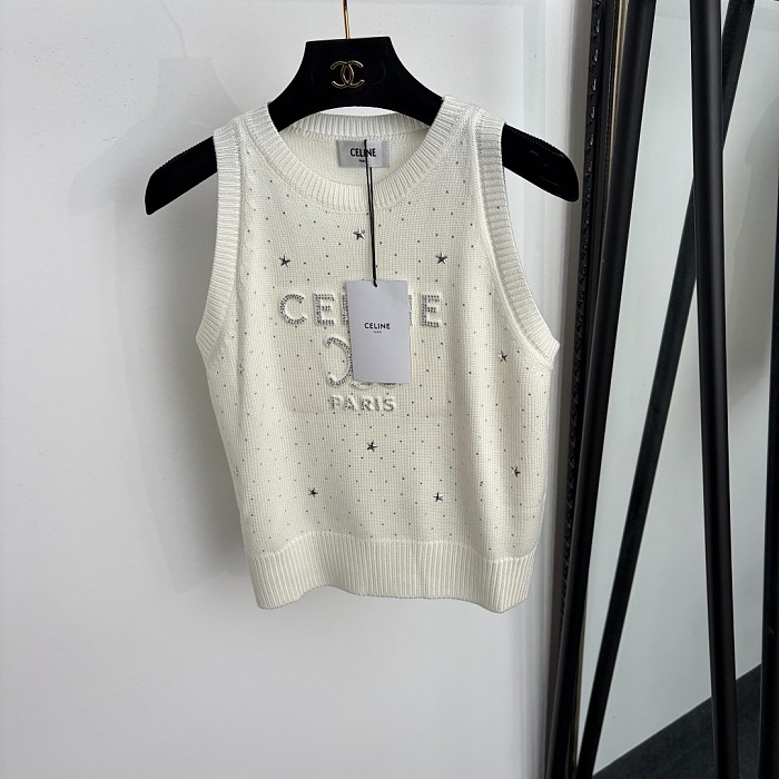 Sparkle Star Rhinestone Letter Knit Tank Top