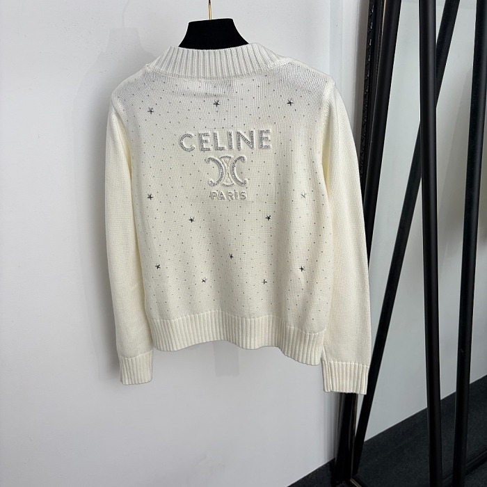 Rhinestone Star Letter Graphic V-Neck Long Sleeve Knit Cardigan