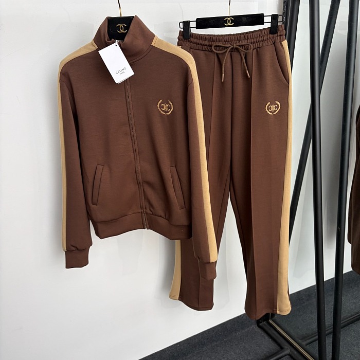 Colorblocked Wheat Graphic Zip Up Jacket And Jogger Set