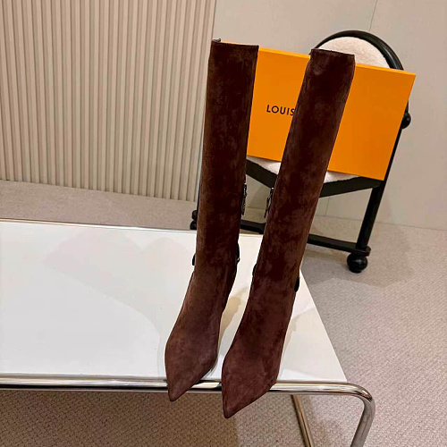 Pointed Toe Suede Stiletto Heel Knee High Boots