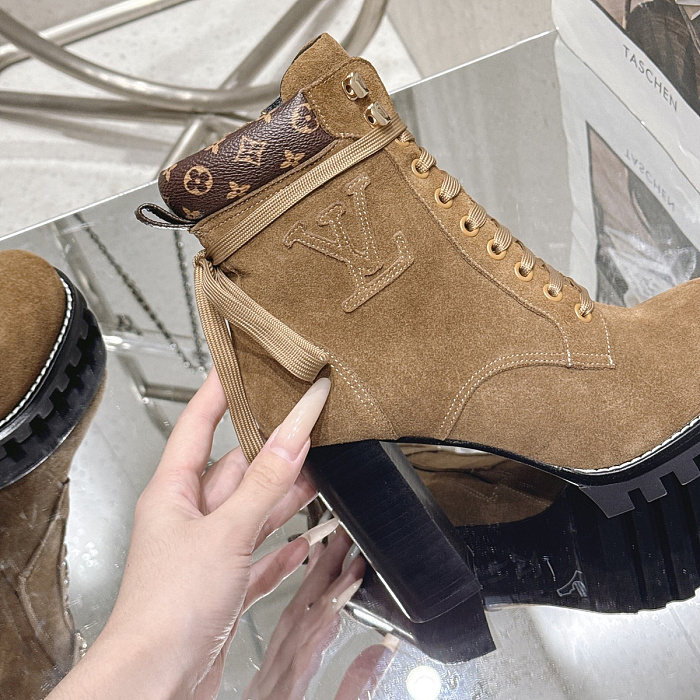 Chunky Platform Suede Lace Up Combat Boots