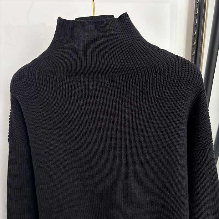 Contrast Letter Graphic High Neck Oversized Knit Sweater