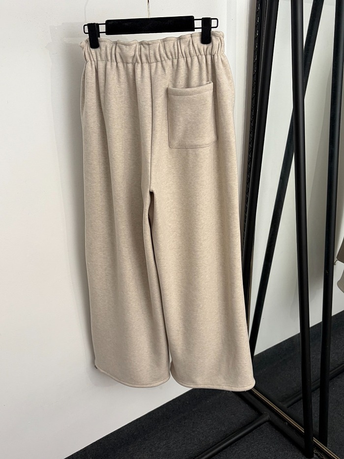 Embroidered Letter Patch Stand Collar Puffer Jacket And Fleece Wide Leg Lounge Set