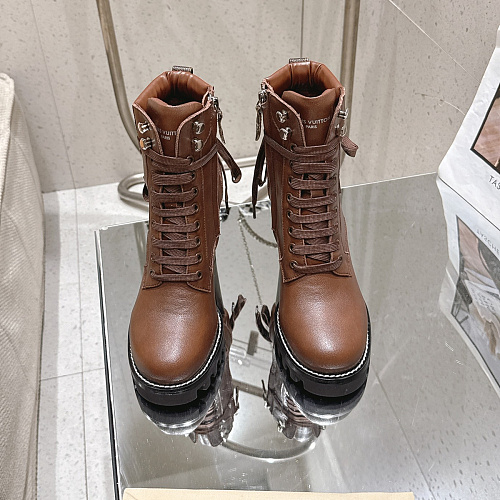 Lace-Up Chunky Heel Platform Ankle Boots