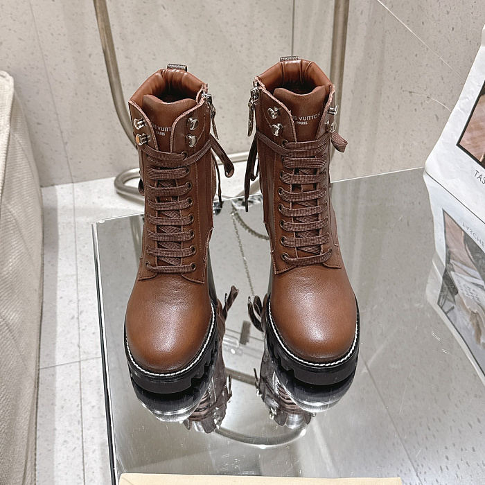 Lace-Up Chunky Heel Platform Ankle Boots