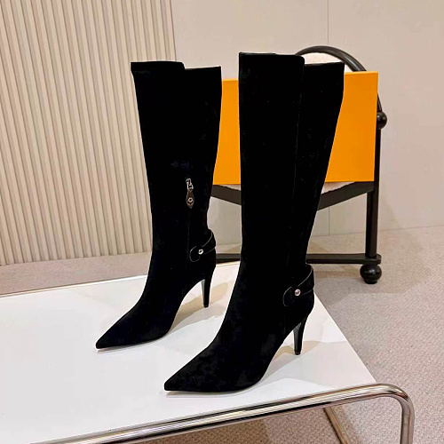 Pointed Toe Stiletto High Heel Suede Knee High Boots