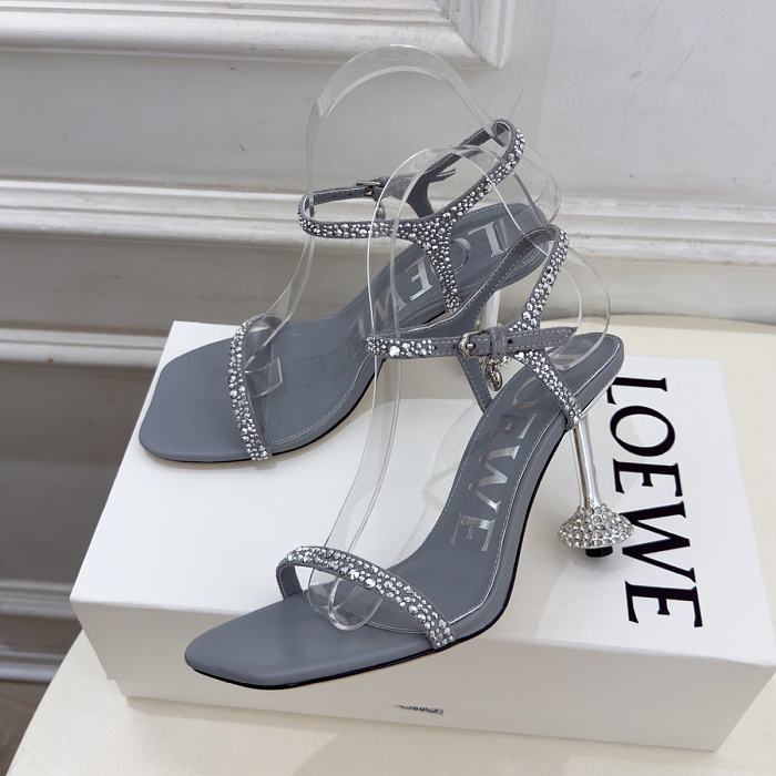 Rhinestone Embellished High Heel Sandals With Ankle Strap
