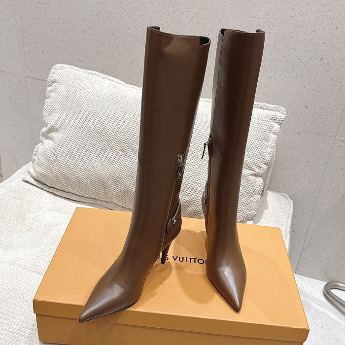 Pointed Toe High Heel Leather Boots