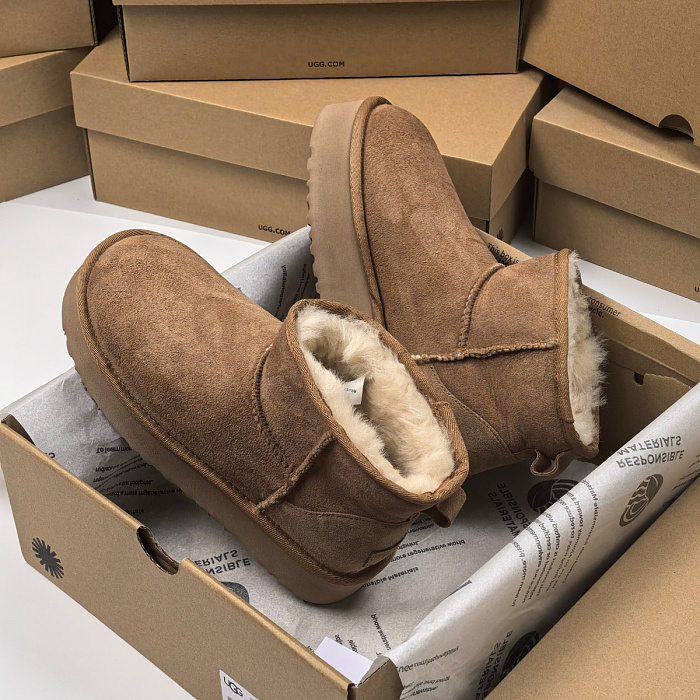 Chestnut Brown Suede Platform Short Boots