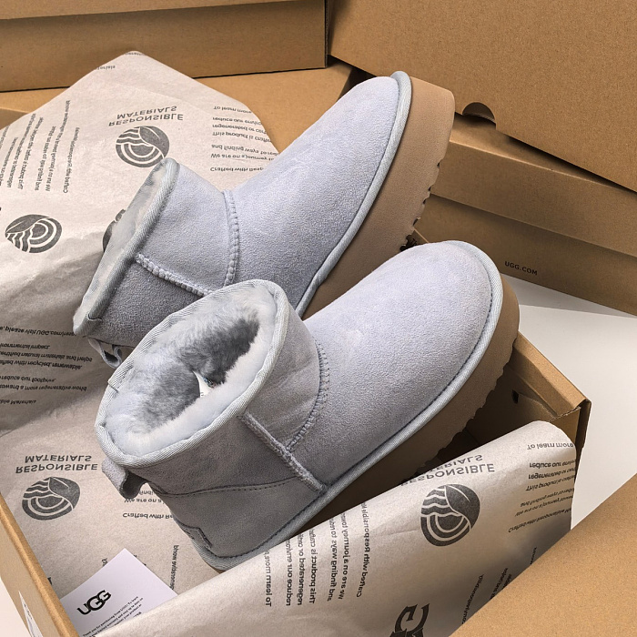 Light Blue Suede Platform Short Boots