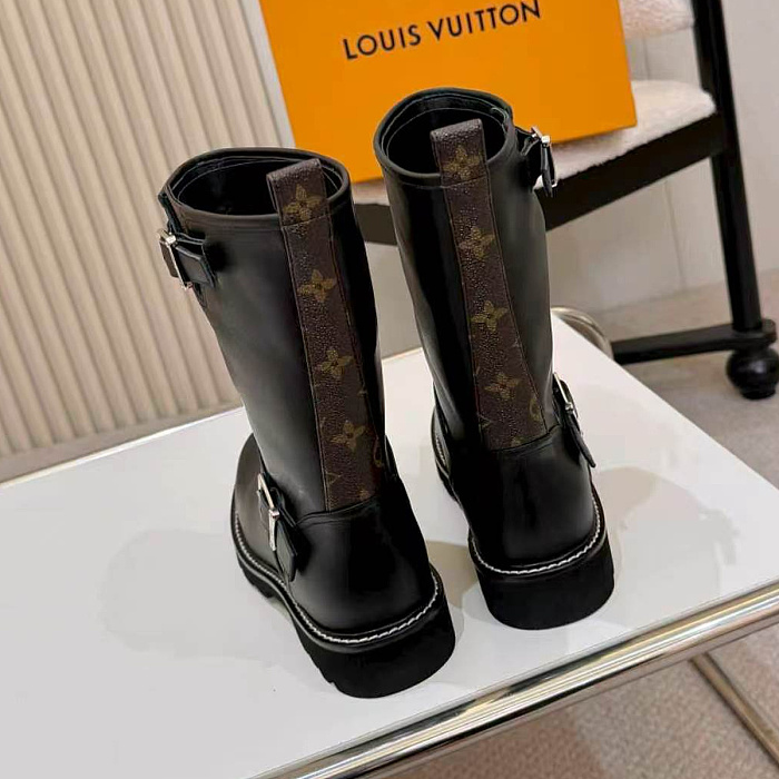 Chunky Lug Sole Mid-Calf Boots With Buckle Detail