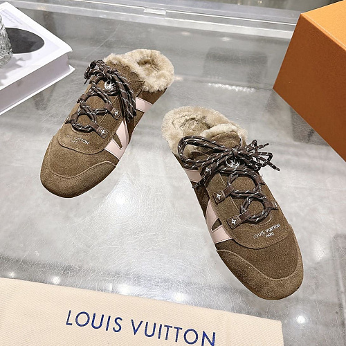 Suede Fleece Lined Backless Mules with Lacing