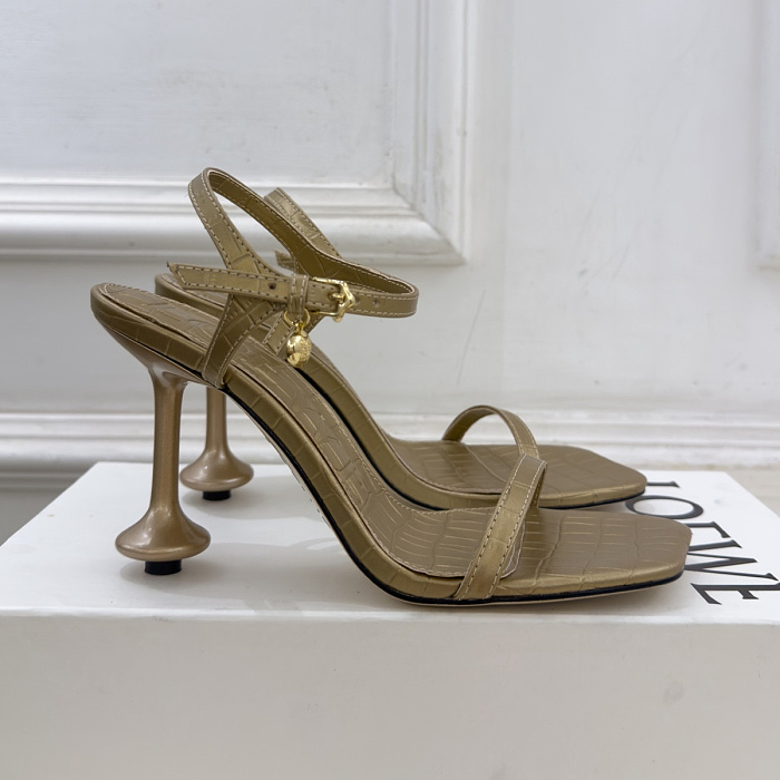 Crocodile Pattern Ankle Strap High Heel Sandals