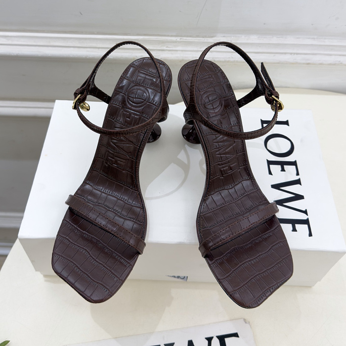 Crocodile Pattern Ankle Strap High Heel Sandals