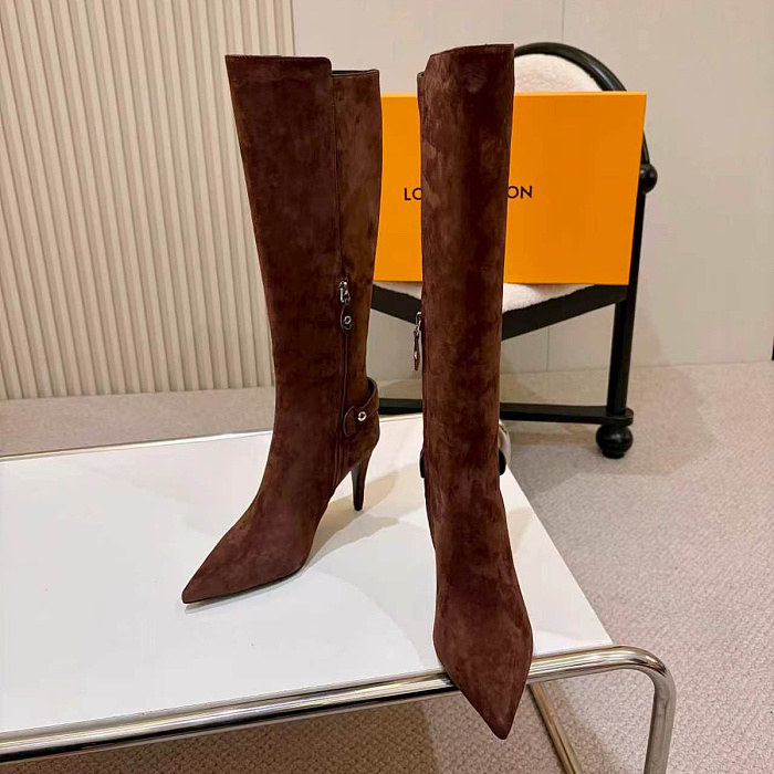 Pointed Toe Suede Stiletto Heel Knee High Boots