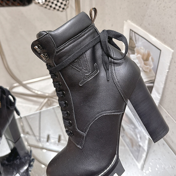 Chunky Platform Lace Up High Heel Combat Boots