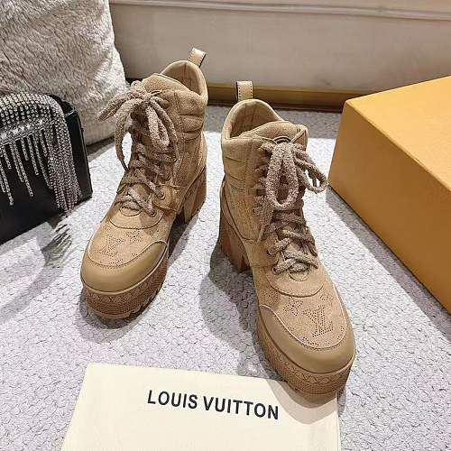 Chunky Suede Lace-Up Platform Boots