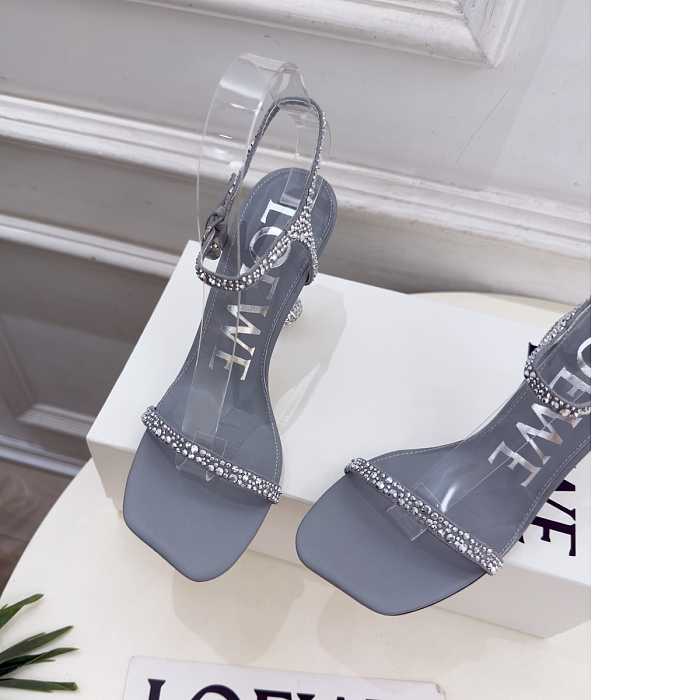 Rhinestone Embellished High Heel Sandals With Ankle Strap