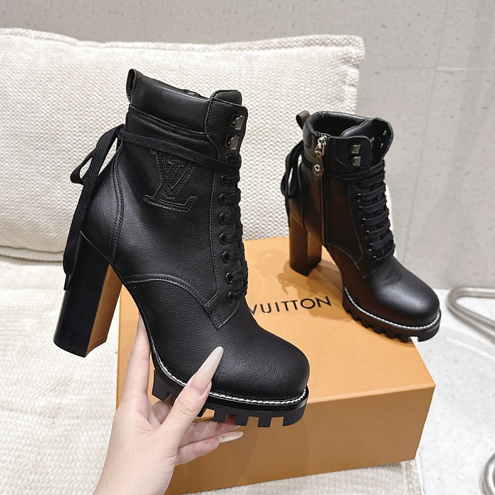 Chunky Platform Lace Up High Heel Combat Boots