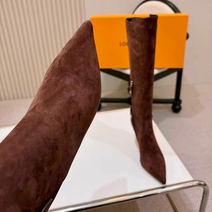 Pointed Toe Suede Stiletto Heel Knee High Boots