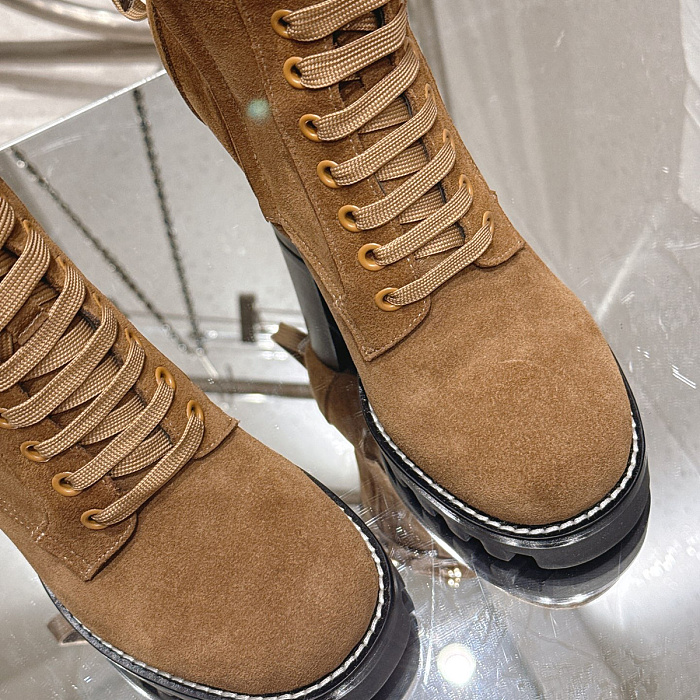 Chunky Platform Suede Lace Up Combat Boots