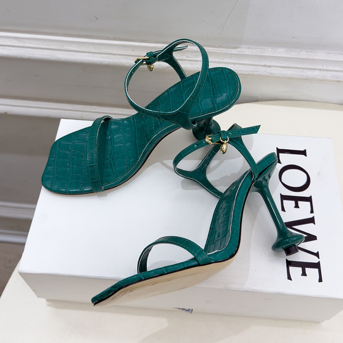 Crocodile Pattern Ankle Strap High Heel Sandals