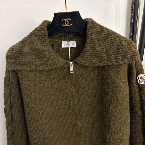 Green Lapel Button Up Mohair Wool Knit Cardigan