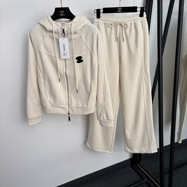 Contrast Trim Letter Graphic Zip Up Hoodie And Jogger Pants Set