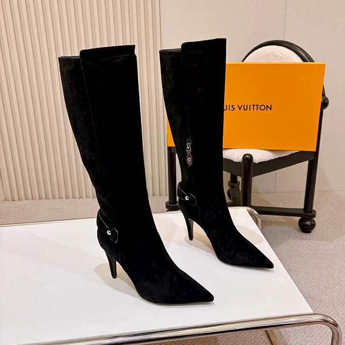 Pointed Toe Stiletto High Heel Suede Knee High Boots