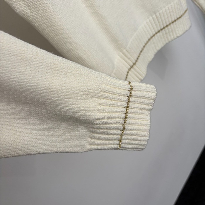 Metallic Jacquard Letter Print Bow Tie Long Sleeve Knit Top