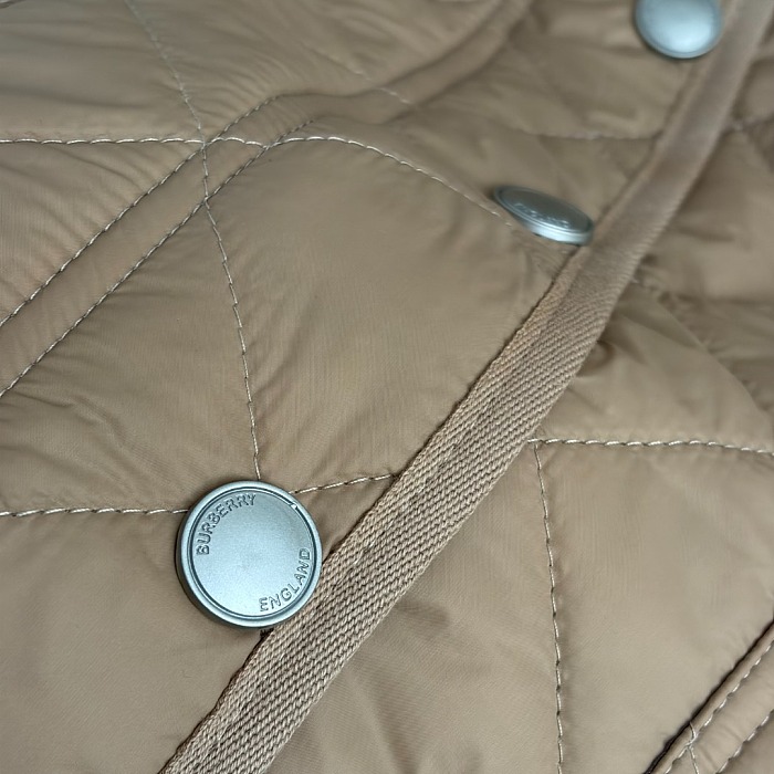 Diamond Quilted Plaid Lining Turn-Down Collar Cotton Puffer Jacket