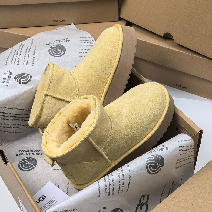 Yellow Suede Platform Winter Short Boots